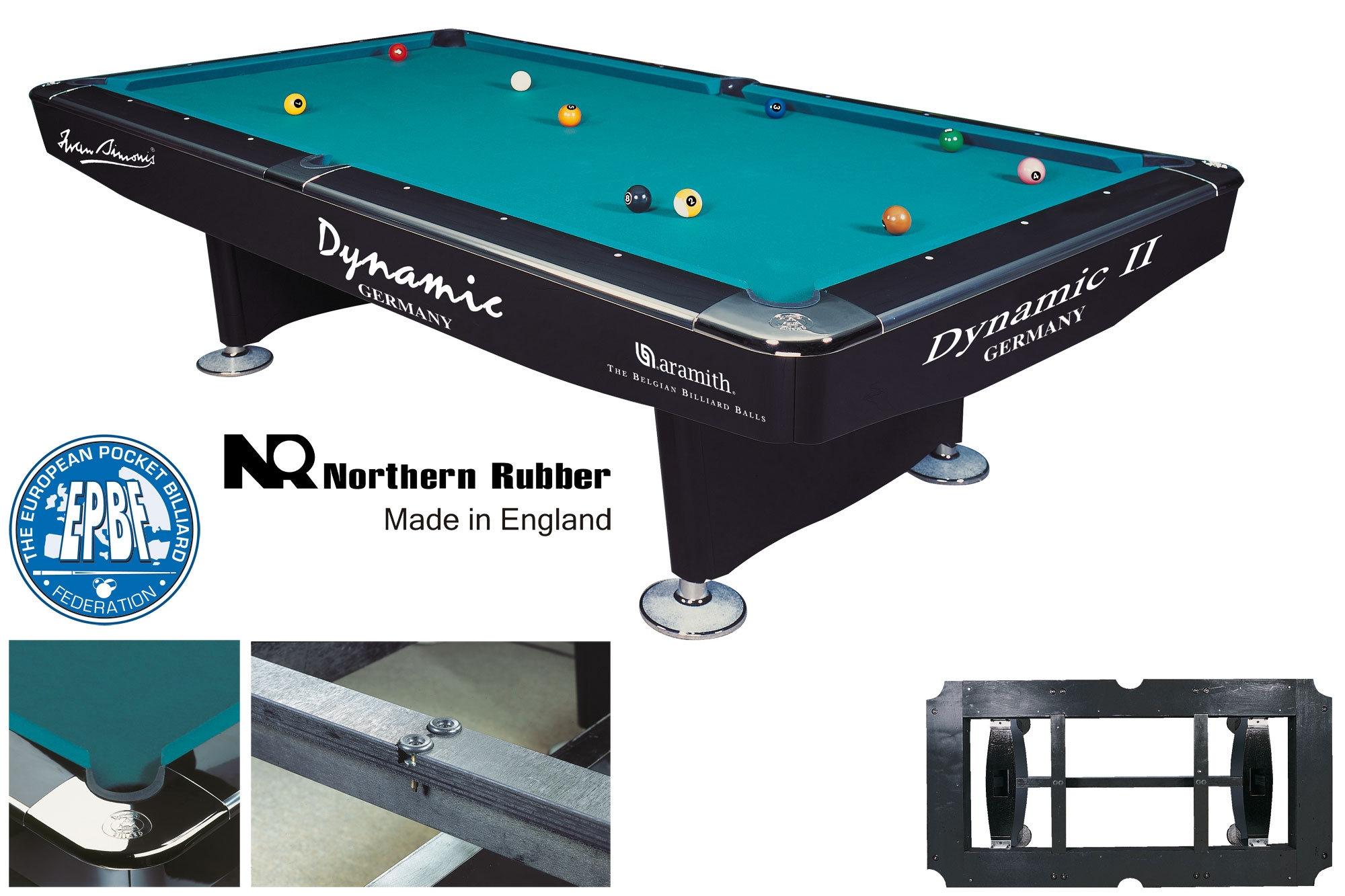 Billiard Table Dynamic II, 9 ft, shinning black, Pool